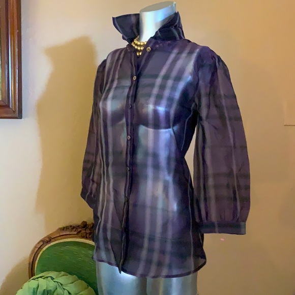 *Authentic* Burberry London Sheer Silk Blouse.  Sz 8 - Picture 2 of 6